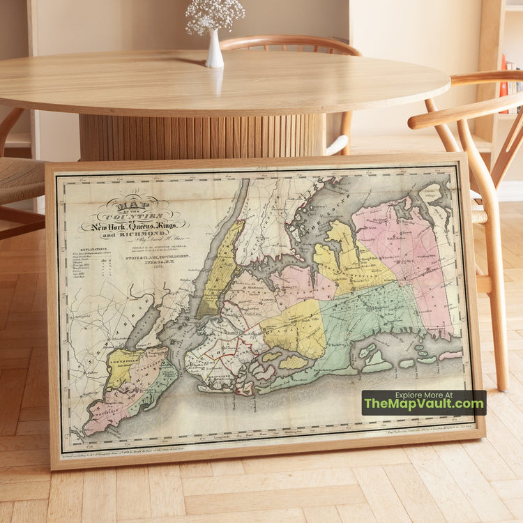 New York City Map 1839 City Plan - Manhattan, Brooklyn, Queens, Staten Island - image 1