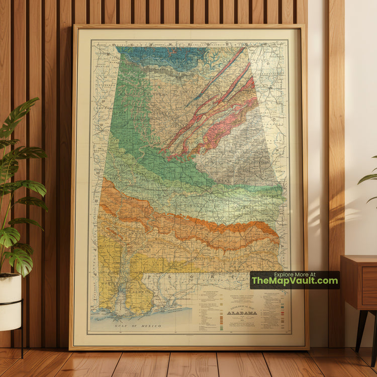 Alabama Map 1894 Geological Print - Montgomery, Birmingham, Mobile - image 1