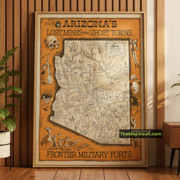 Arizona Map 1963 Lost Mines & Ghost Towns Print - Phoenix, Tucson, Tombstone - image 1
