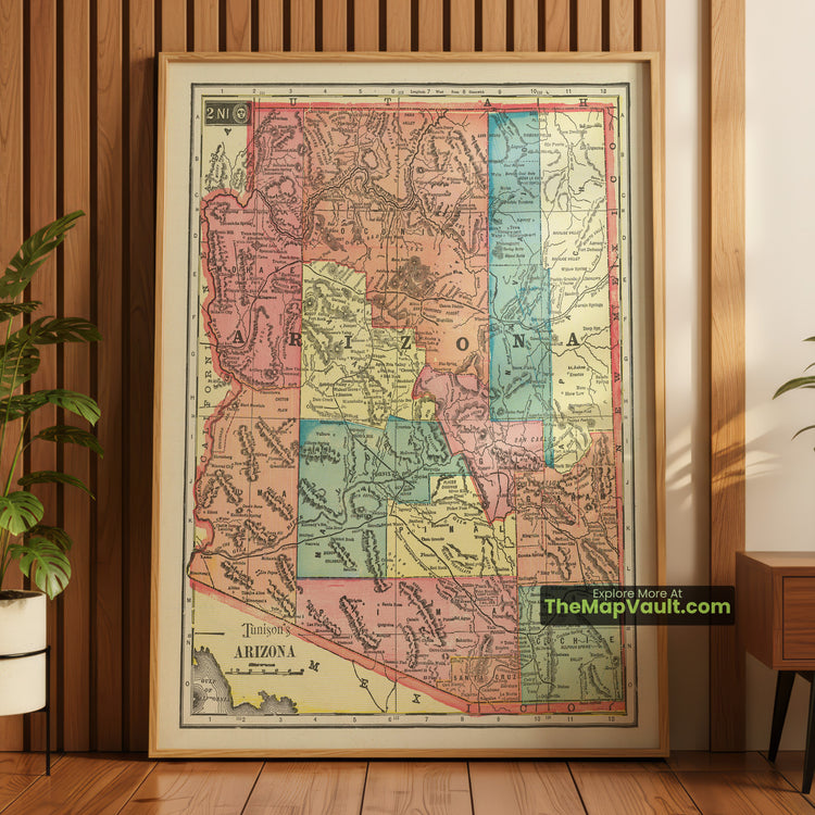 Arizona Map 1899 Territorial Print - Phoenix, Tucson, Prescott - image 1