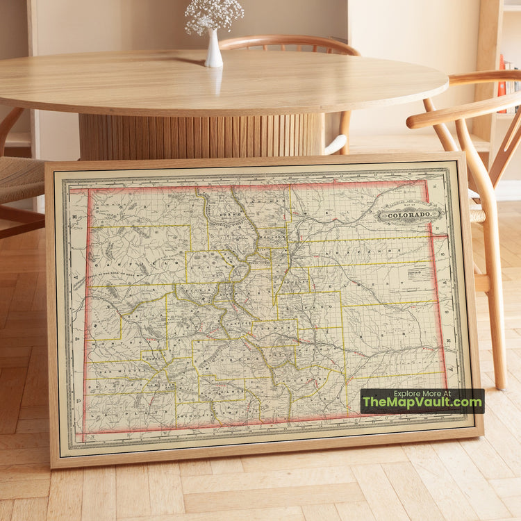Colorado Map 1886 Railroad Print - Denver, Pueblo, Colorado Springs - image 1