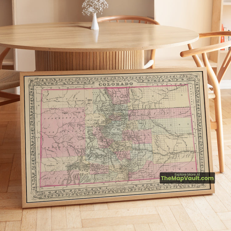 Colorado & Indian Territory Map 1880 Regional Print - Silverton, Ouray, Tahlequah - image 1