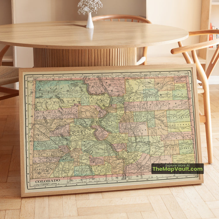 Colorado Map 1899 State Print - Denver, Leadville, Cripple Creek - image 1