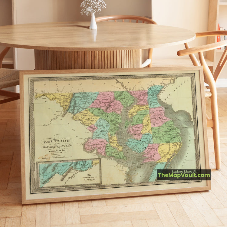 Delaware & Maryland Map 1836 Regional Print - Wilmington, Dover, Baltimore - image 1