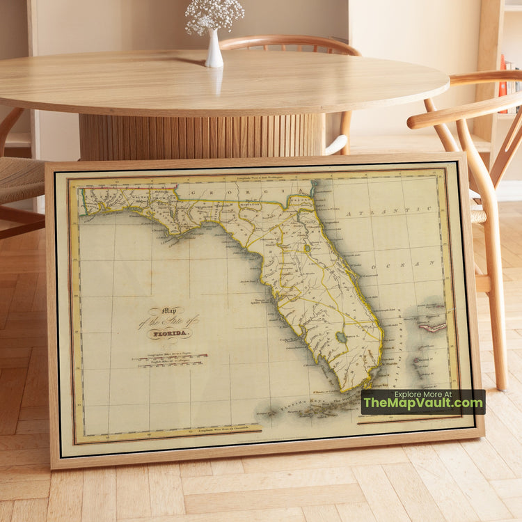 Florida Map 1832 Territorial Print - St. Augustine, Pensacola, Tallahassee - image 1