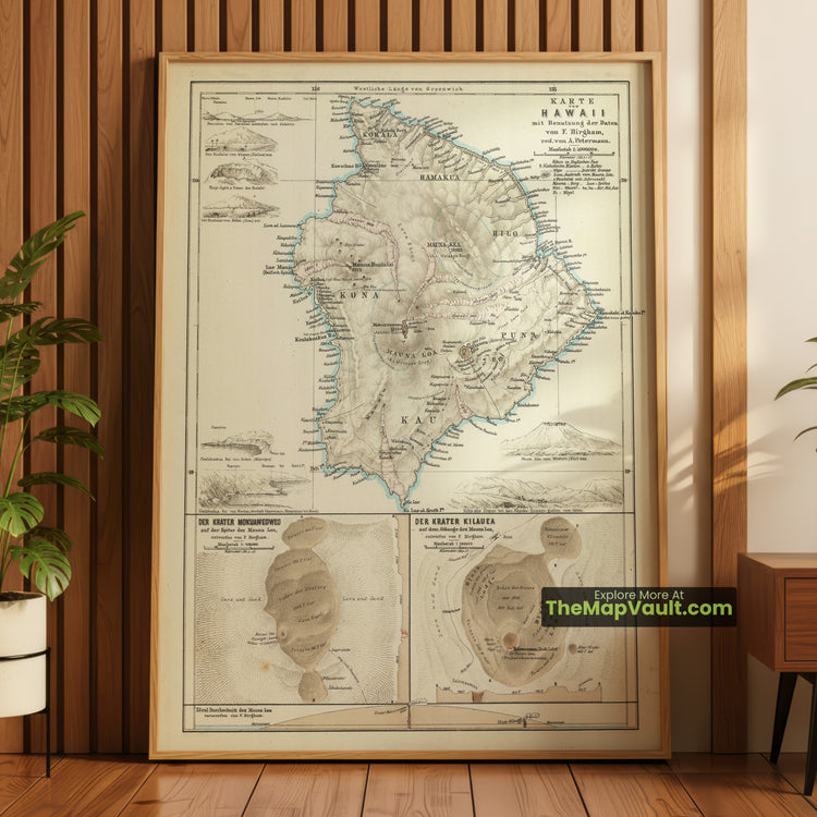 Big Island, Hawaii Map 1876 Regional Print - Hilo, Kailua-Kona, Mauna Kea - image 1