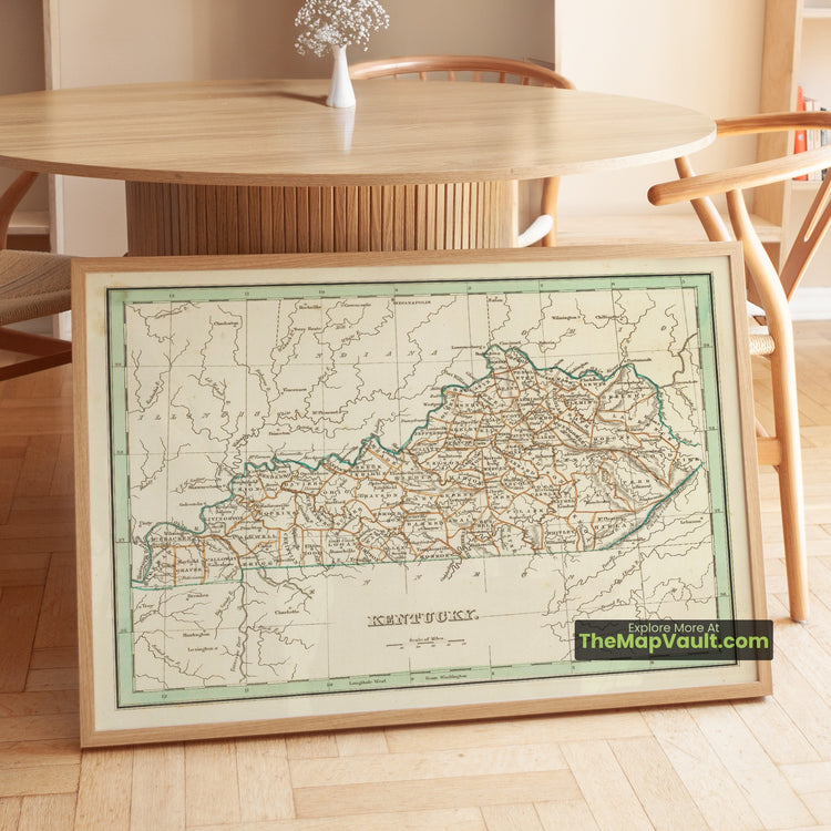 Kentucky Map 1835 State Print - Frankfort, Lexington, Bowling Green - image 1