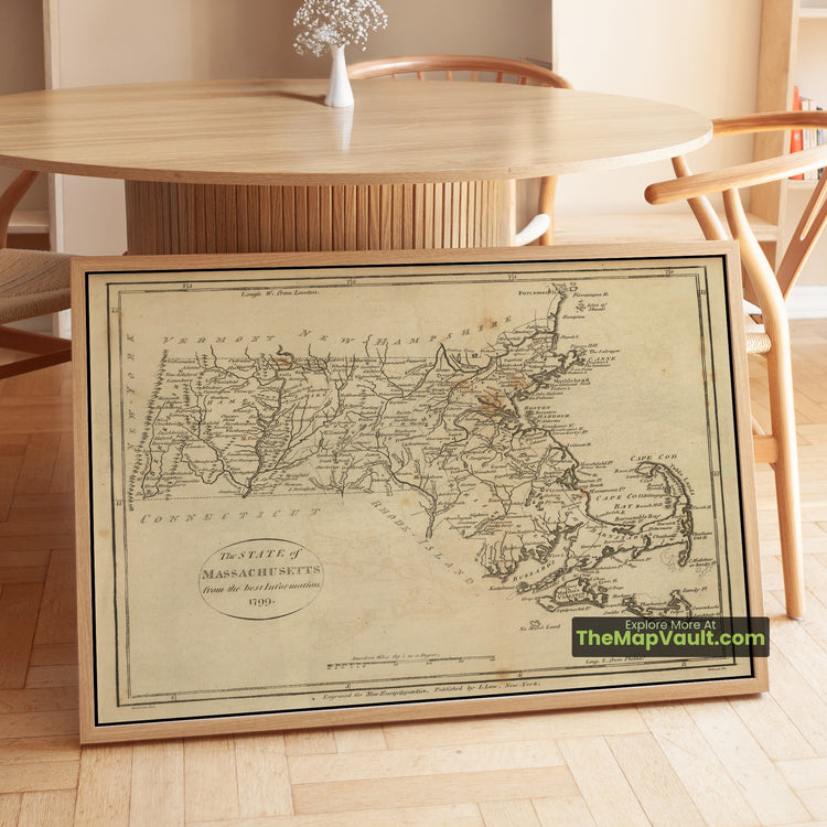Massachusetts Map 1799 State Print - Boston, Martha's Vineyard, Nantucket - image 1