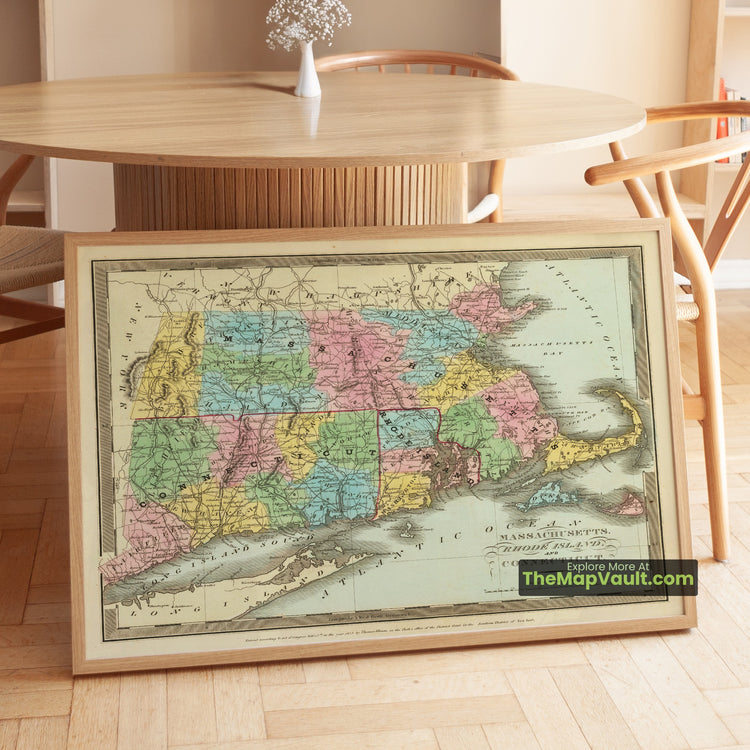 Southern New England Map 1836 Regional Print - Boston, Providence, Hartford, New Haven - image 1