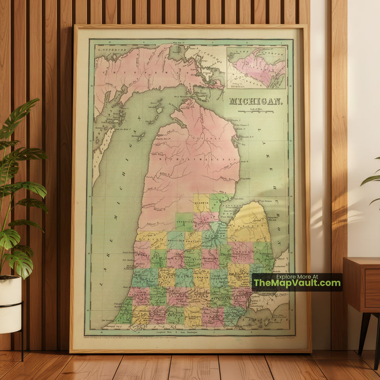 Michigan Map 1838 State Print - Detroit, Ann Arbor, Mackinaw - image 1