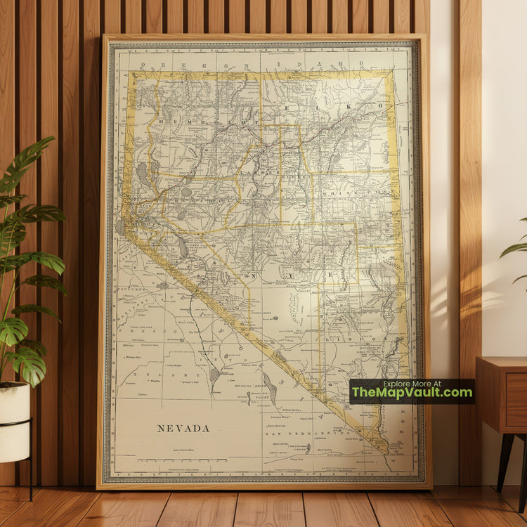 Nevada Map 1888 State Print - Las Vegas, Reno, Carson City - image 1