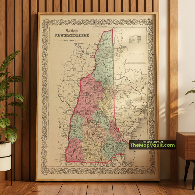 New Hampshire Map 1859 State Print - Concord, Manchester, Portsmouth - image 1