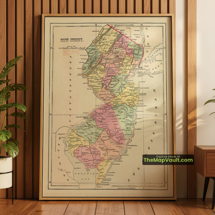 New Jersey Map 1856 State Print - Trenton, Newark, Camden - image 1