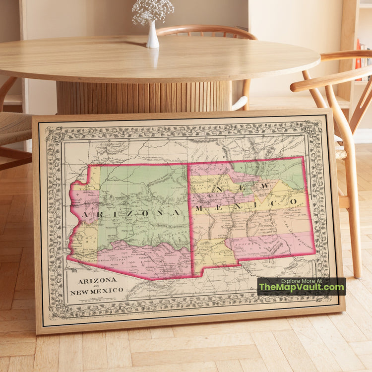 Arizona & New Mexico Map 1867 Regional Print - Tucson, Santa Fe, Prescott - image 1