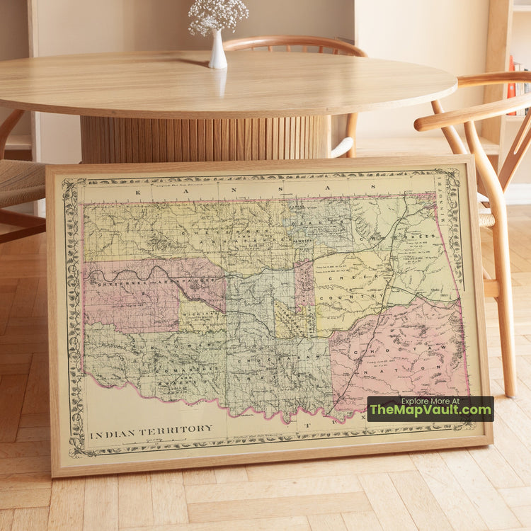 Indian Territory & Colorado Map 1880 Regional Print - Tahlequah, Denver, Silverton, Ouray - image 1