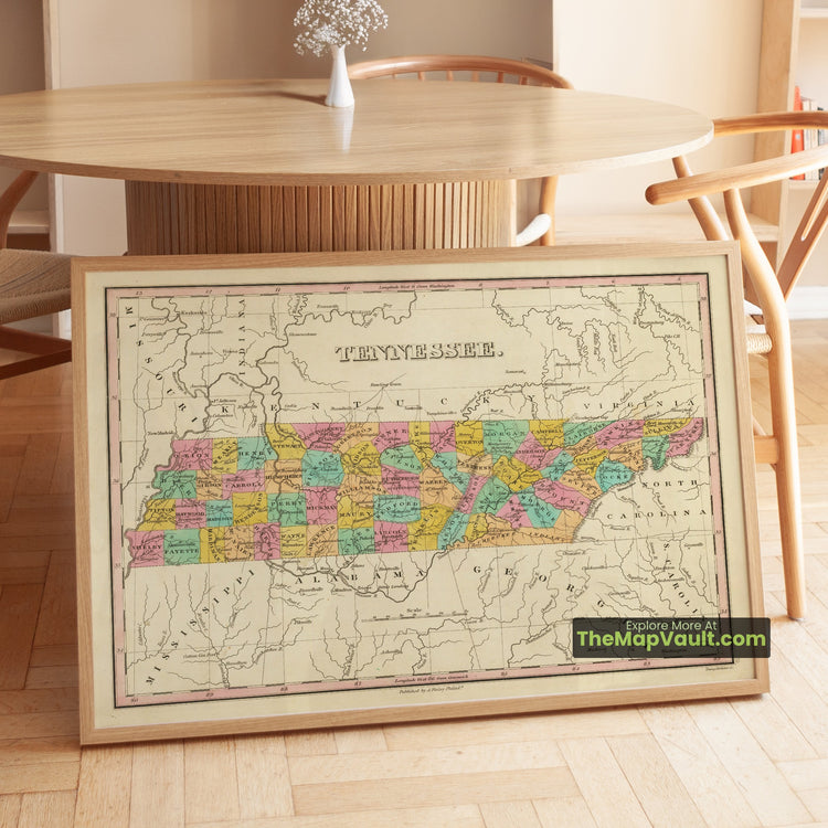 Tennessee Map 1823 State Print - Nashville, Knoxville, Memphis - image 1