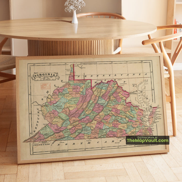 Virginia Map 1856 State Print - Richmond, Norfolk, Alexandria - image 1