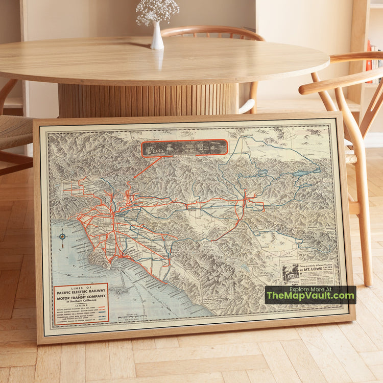 Southern California Map 1935 Railroad Print - Los Angeles, Santa Monica, San Bernardino - image 1