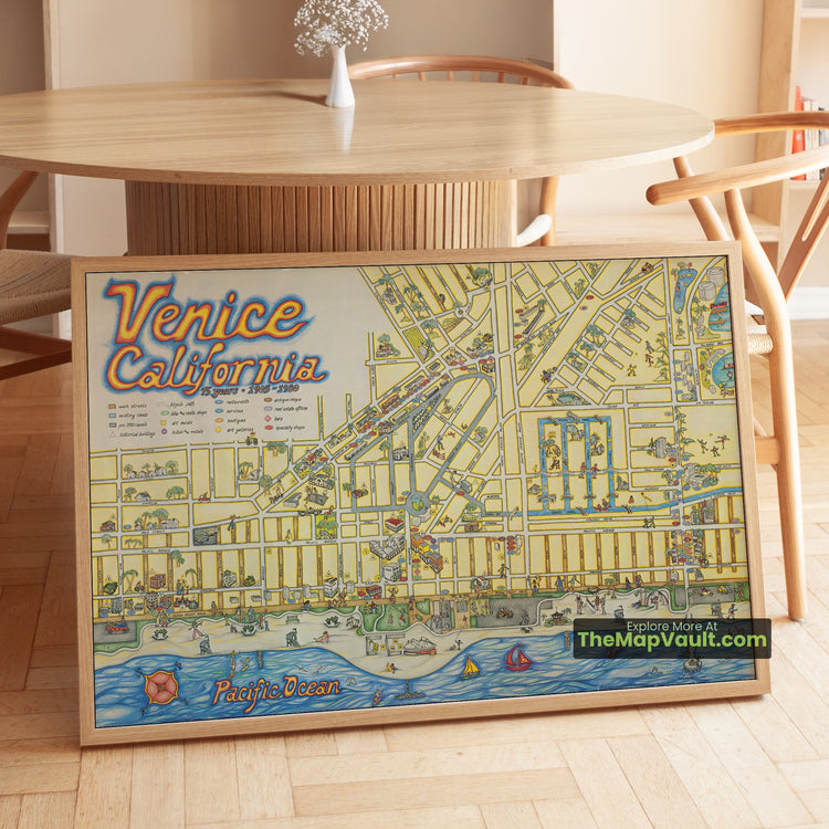 Venice, California Map 1979 Pictorial Print - Venice, Los Angeles, Santa Monica - image 1