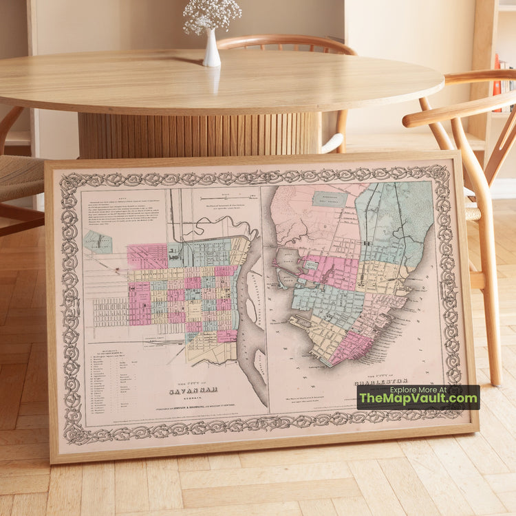 Savannah & Charleston Map 1865 City Plan - Savannah, Charleston, Washington Race Course - image 1