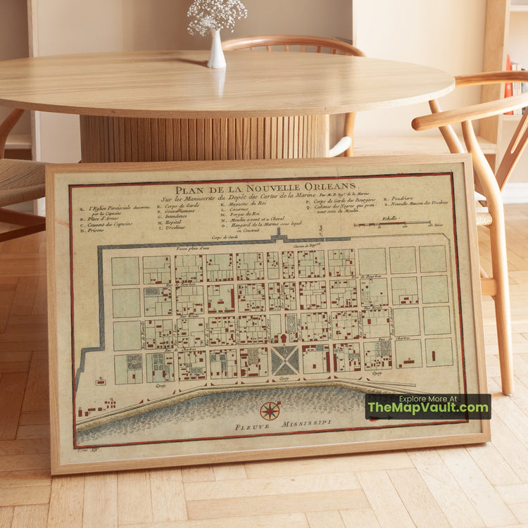 New Orleans, Louisiana Map 1764 City Plan - New Orleans, Place d'Armes, Mississippi River - image 1