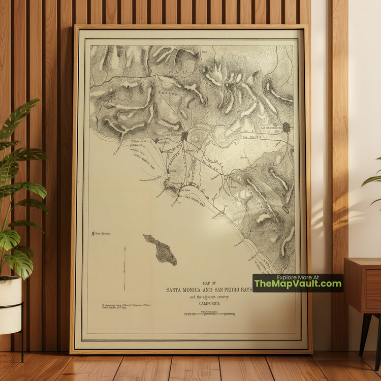 Santa Monica & San Pedro Bay Map 1892 Regional Print - Los Angeles, San Pedro, Santa Monica - image 1