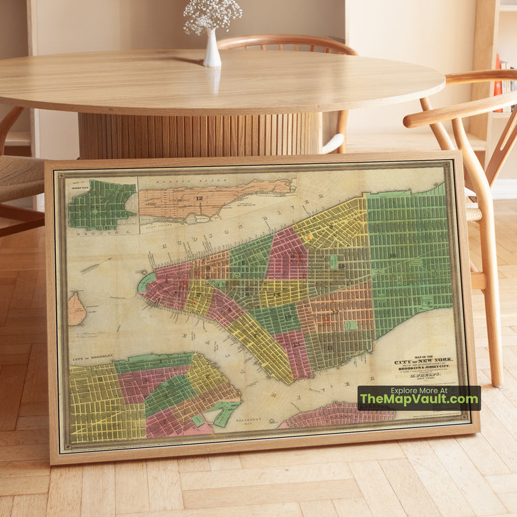 New York City Map 1844 City Plan - Manhattan, Williamsburg, Brooklyn Heights - image 1