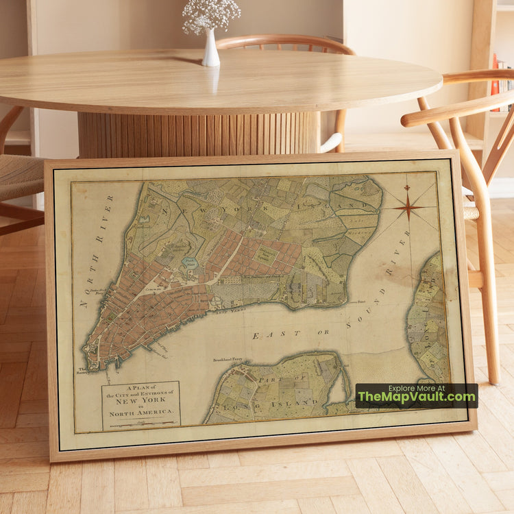 New York City Map 1776 City Plan - Manhattan, Brooklyn, Kings Bridge - image 1