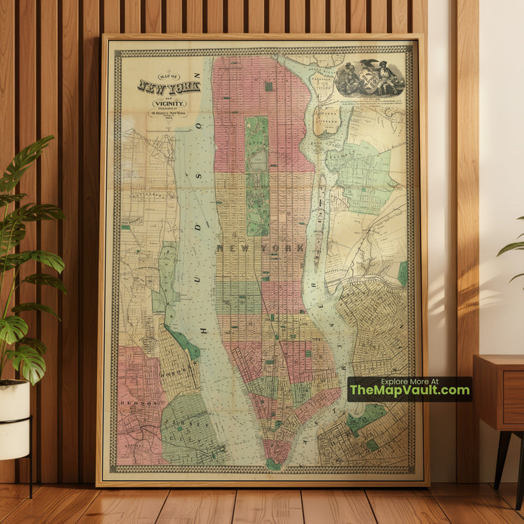 New York City Map 1863 City Plan - Manhattan, Manhattanville, Randall's Island - image 1