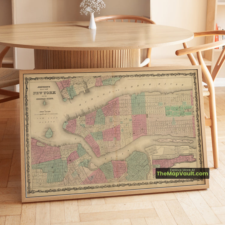 New York City Map 1862 City Plan - Manhattan, Brooklyn, Jersey City - image 1