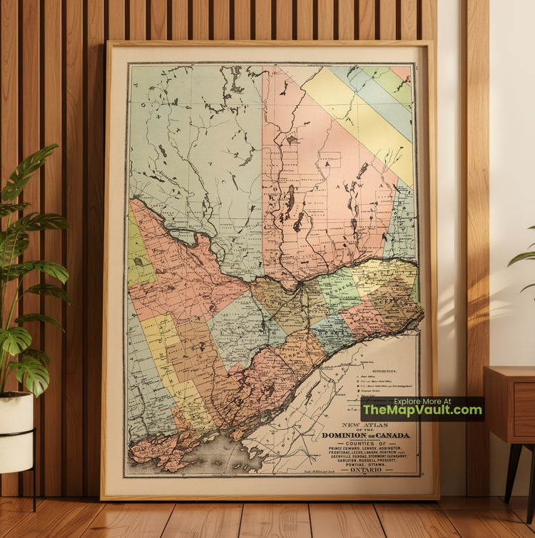 Eastern Ontario Map 1881 County Print - Ottawa, Kingston, Brockville - image 1
