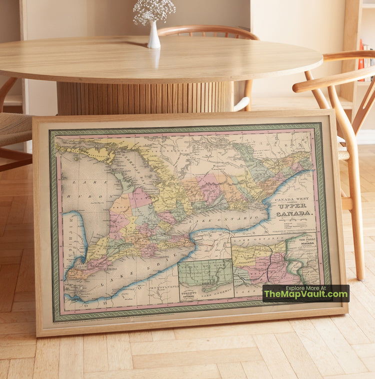 Ontario Map 1853 Regional Print - Toronto, Niagara Falls, Hamilton - image 1