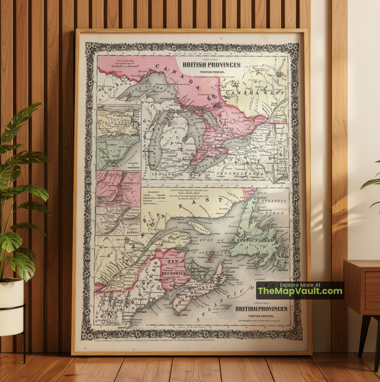 Eastern Canada Map 1858 Regional Print - Toronto, Montreal, Quebec City, Halifax - image 1