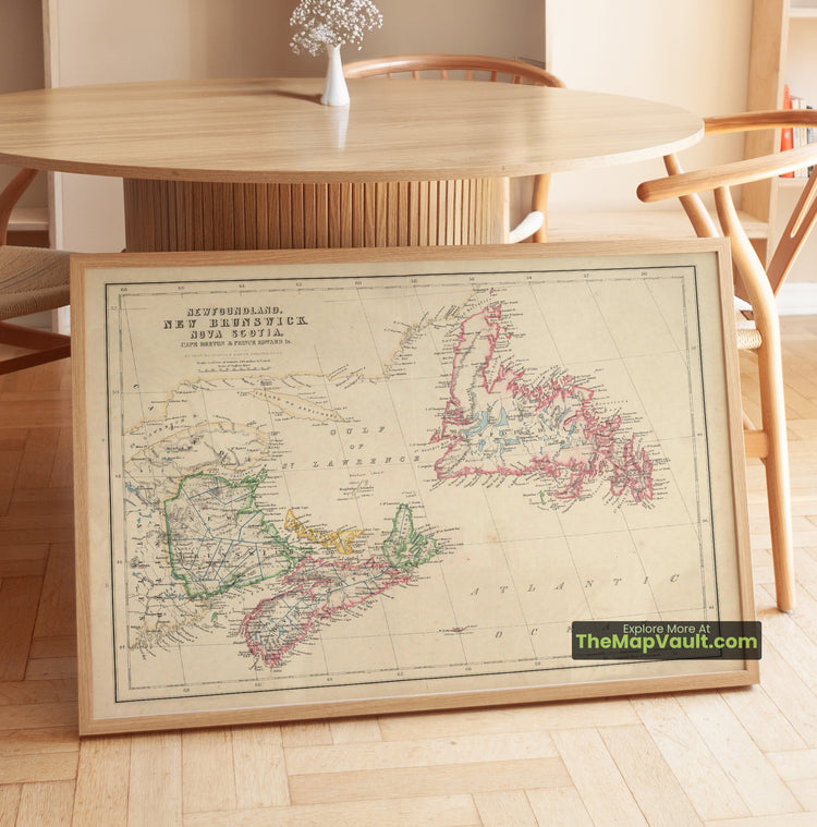 Atlantic Canada Map 1857 Regional Print - Halifax, Saint John, St. John's - image 1