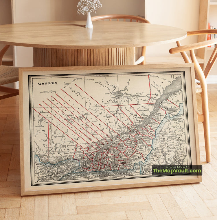 Quebec Map 1893 County Print - Quebec City, Montreal, Trois-Rivieres - image 1