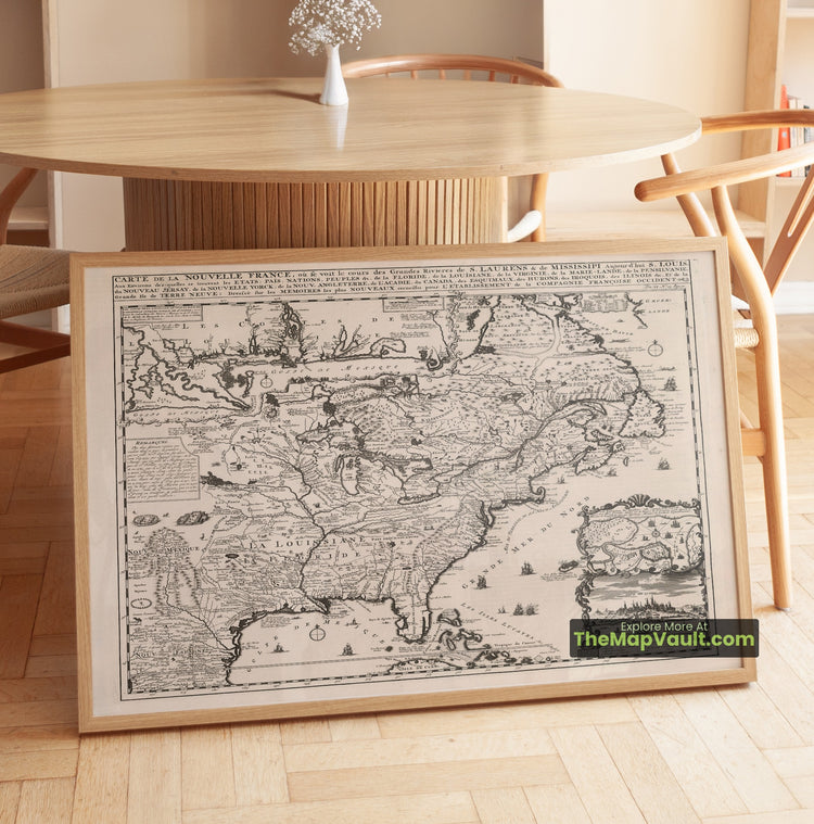 Canada & Louisiana Map 1719 Regional Print - Quebec City, Montreal, Mobile Bay - image 1