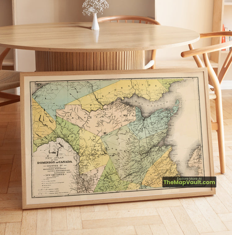 New Brunswick Map 1881 County Print - Saint John, Fredericton, Moncton - image 1