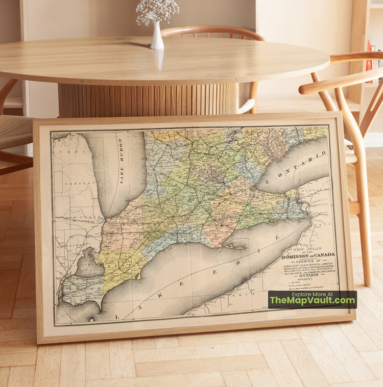 Ontario Map 1881 County Print - Toronto, Hamilton, London - image 1