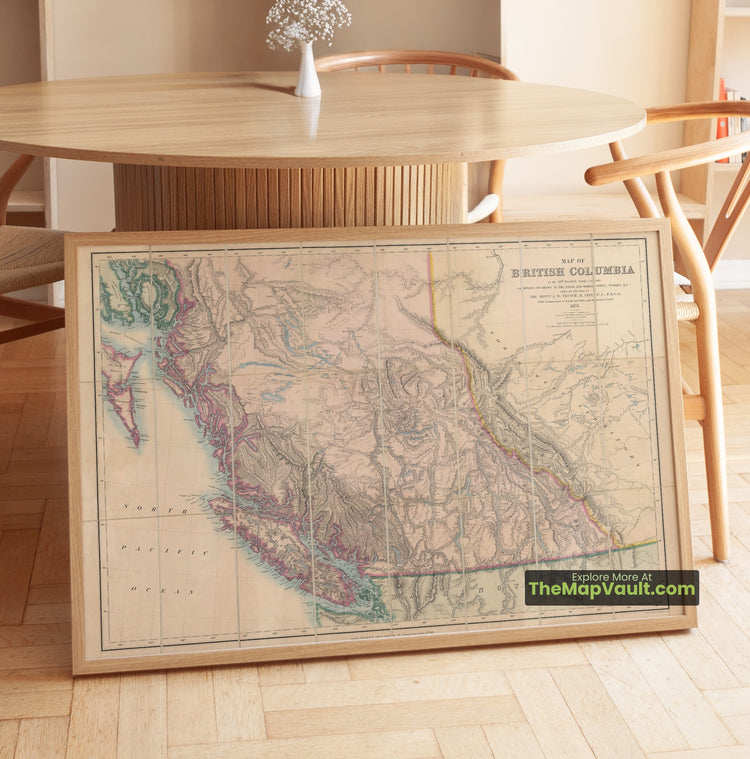 British Columbia Map 1871 Survey Print - Victoria, New Westminster, Cariboo - image 1