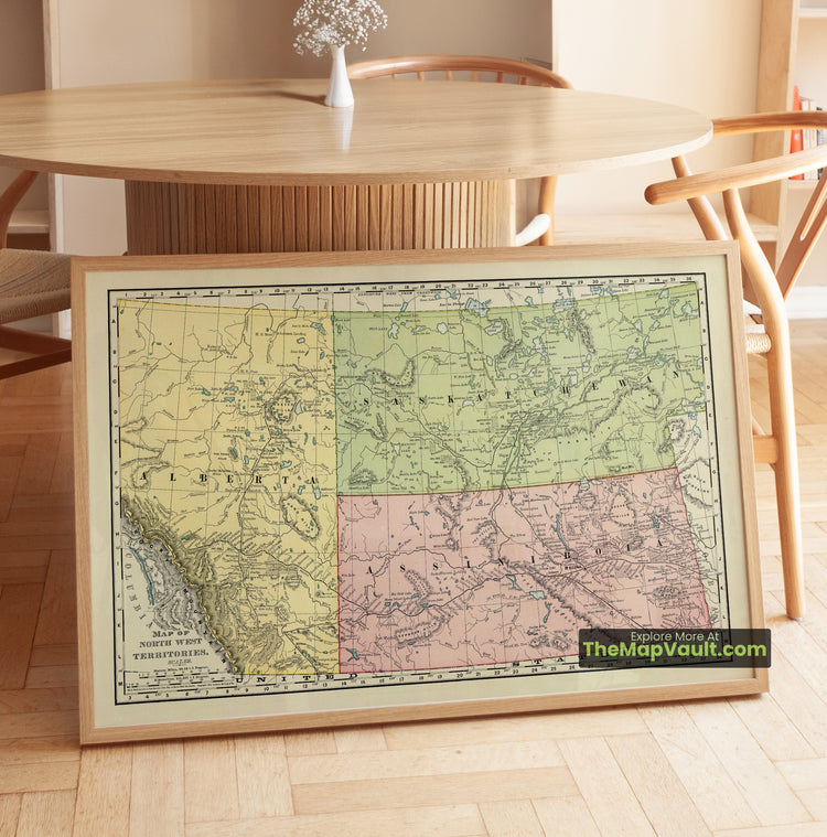 Alberta & Saskatchewan (NWT) Map 1897 Regional Print - Calgary, Regina, Edmonton - image 1