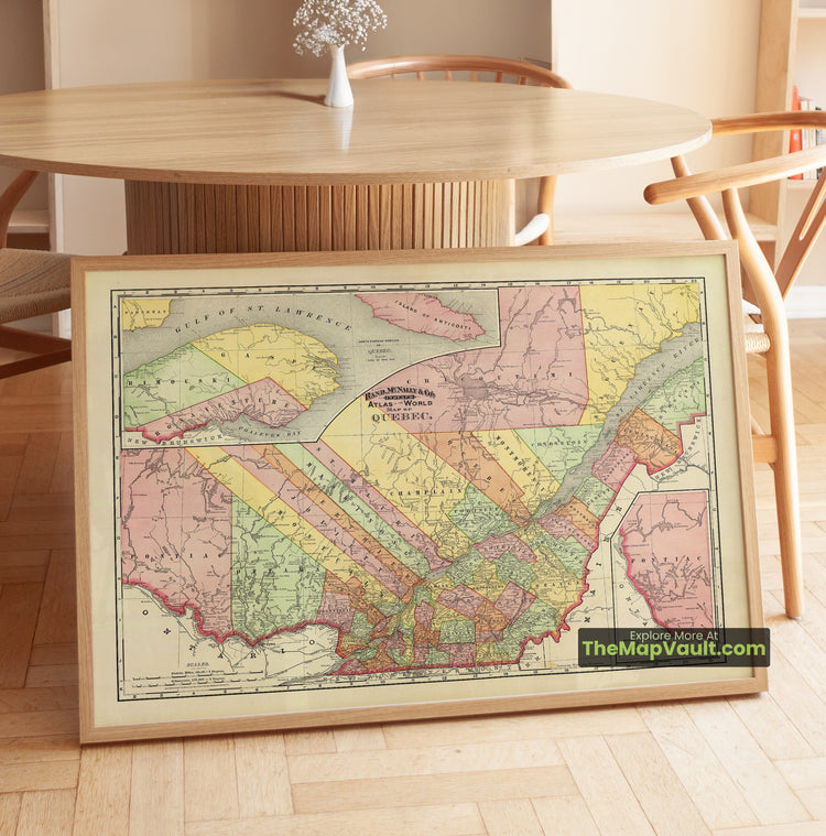 Quebec Map 1897 Regional Print - Quebec City, Montreal, Sherbrooke - image 1