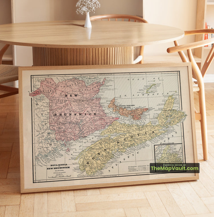 Nova Scotia & New Brunswick Map 1882 Regional Print - Halifax, Saint John, Fredericton - image 1