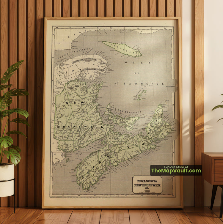 Maritime Provinces Map 1845 Regional Print - Halifax, Saint John, Charlottetown - image 1