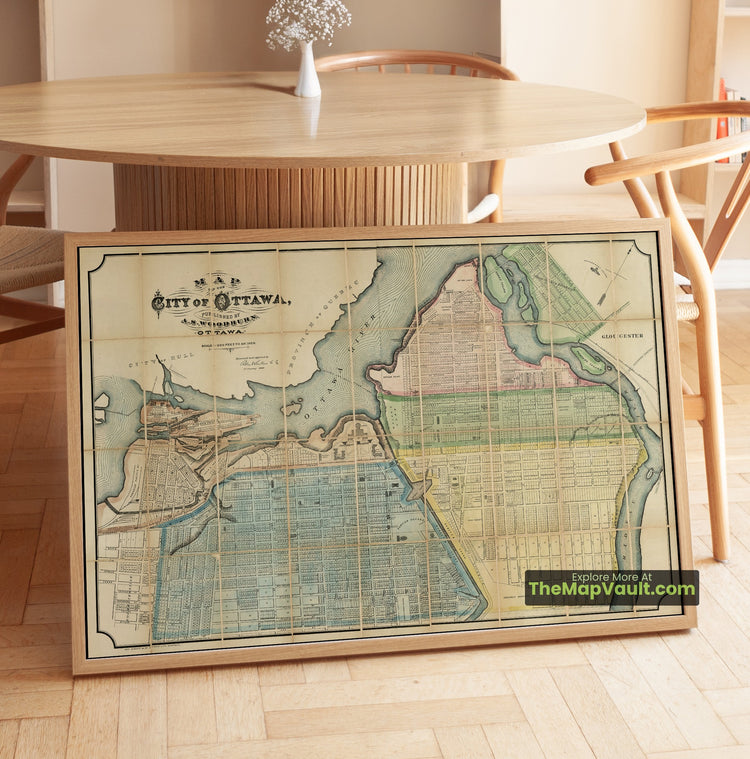 Ottawa Map 1885 City Plan - Ottawa, New Edinburgh, Bytown - image 1