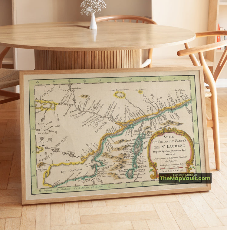Montreal Map 1757 Regional Print - Montreal, Quebec City, Lake Champlain - image 1