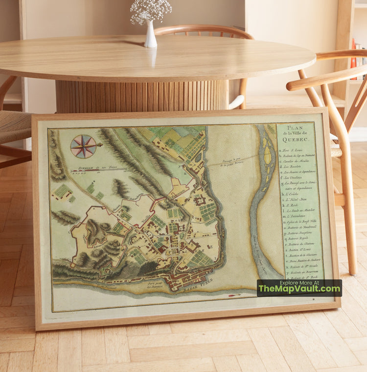 Quebec City Map 1744 City Plan - Quebec City, Upper Town, Lower Town - image 1