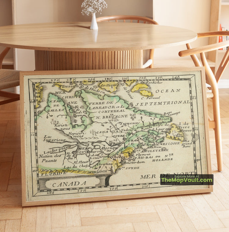 Canada, Great Lakes & Northeast Map 1672 Regional Print - Quebec City, Lake Erie, Boston - image 1