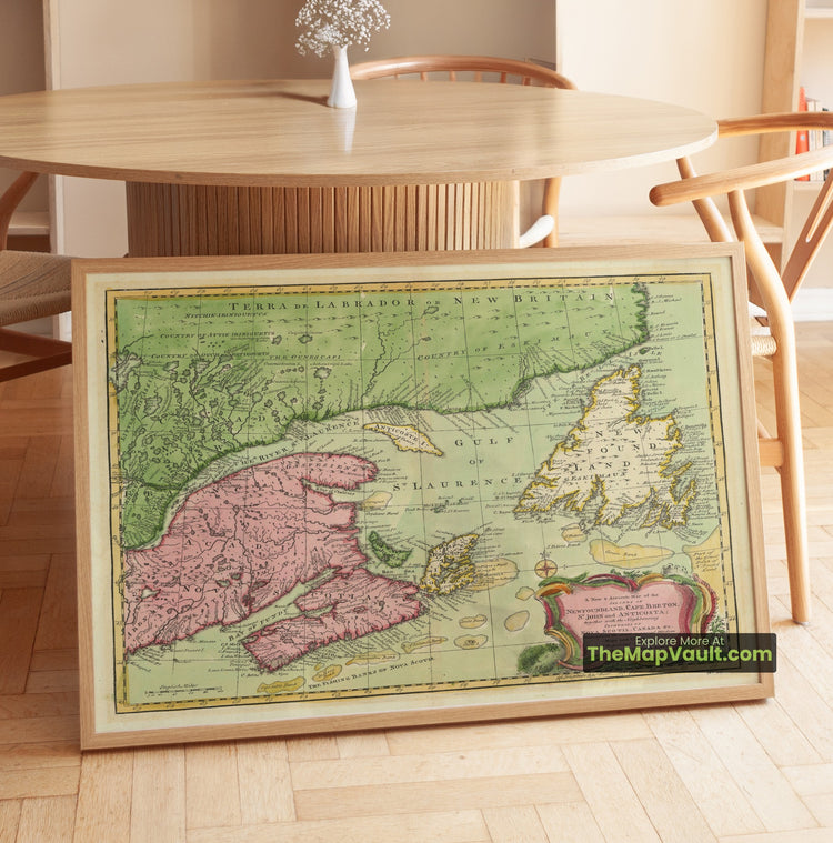 Atlantic Canada Map 1744 Regional Print - Newfoundland, Cape Breton, Nova Scotia - image 1