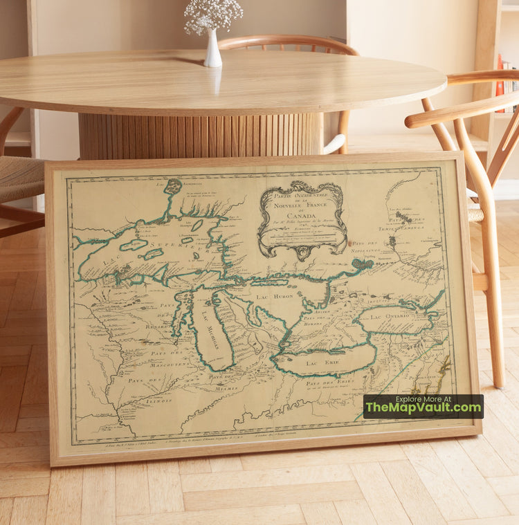 Great Lakes Map 1745 Regional Print - Detroit, Lake Superior, Lake Michigan - image 1