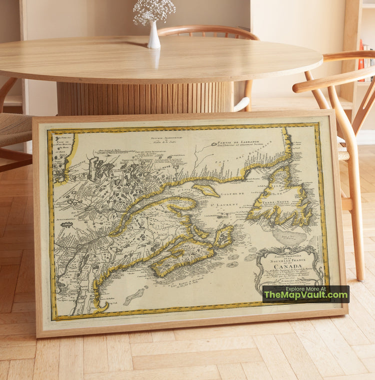 Eastern Canada & New England Map 1755 Regional Print - Quebec City, Boston, Newfoundland - image 1